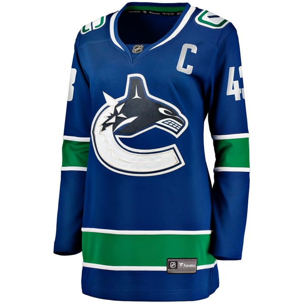 Women's Vancouver Canucks Quinn Hughes Fanatics Blue Home Breakaway Player Jersey - Image 3