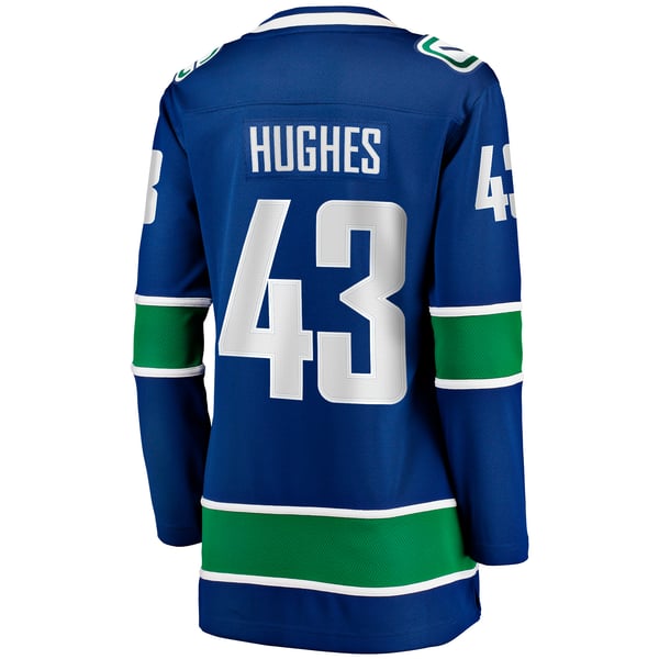 Women's Vancouver Canucks Quinn Hughes Fanatics Blue Home Breakaway Player Jersey - Image 4