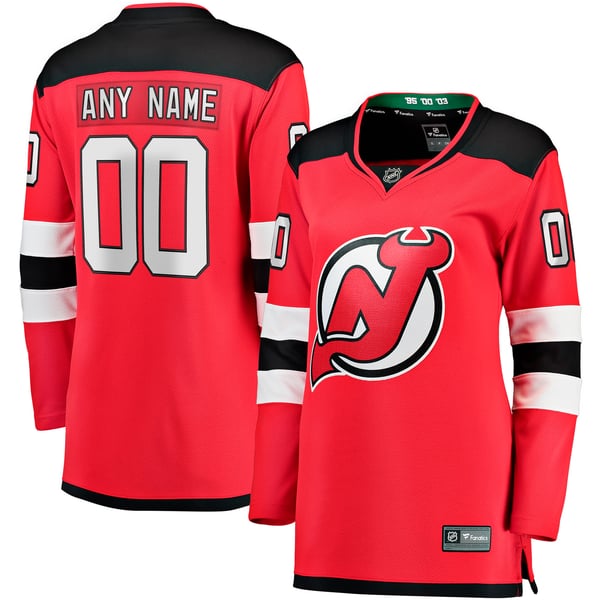 Women's New Jersey Devils Fanatics Red Home Breakaway Custom Jersey - Image 1