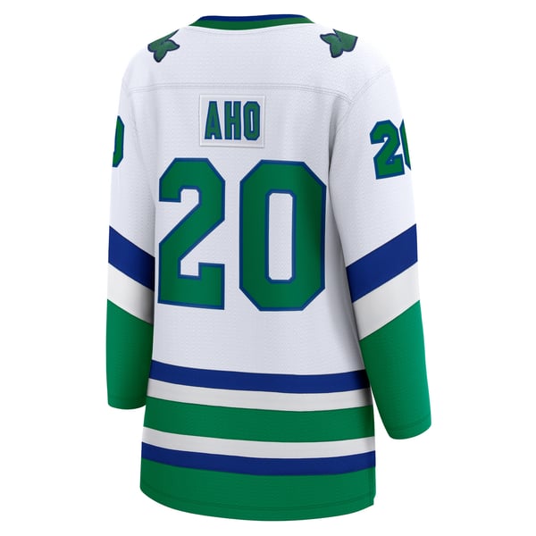 Women's Carolina Hurricanes Sebastian Aho Fanatics White Throwback Breakaway Jersey - Image 4
