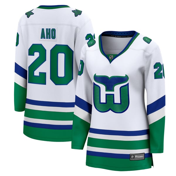 Women's Carolina Hurricanes Sebastian Aho Fanatics White Throwback Breakaway Jersey - Image 1