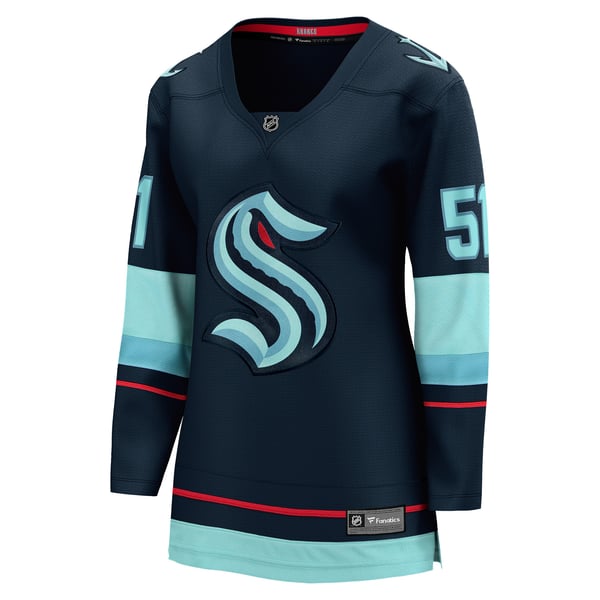 Women's Seattle Kraken Shane Wright Fanatics Deep Sea Blue Home Breakaway Jersey - Image 3
