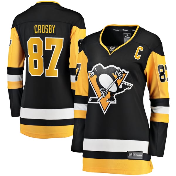 Women's Pittsburgh Penguins Sidney Crosby Fanatics Black Captain Patch Home Breakaway Jersey - Image 1