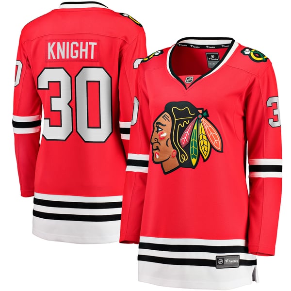 Women's Chicago Blackhawks Spencer Knight Fanatics Red Home Breakaway Player Jersey - Image 1