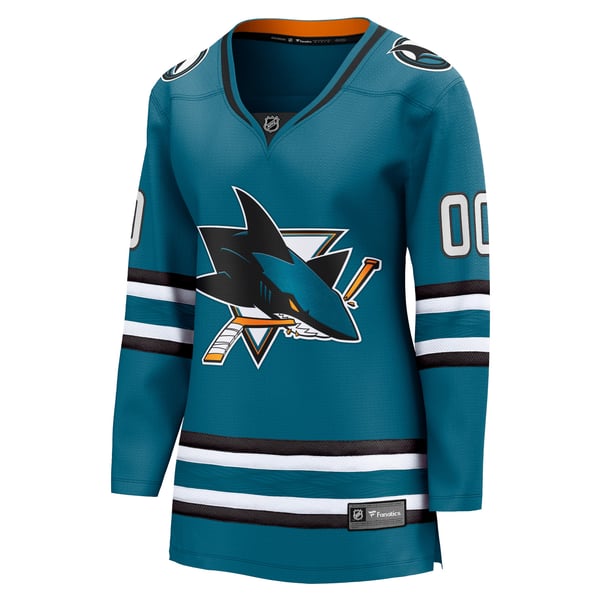 Women's San Jose Sharks Fanatics Teal Home Breakaway Custom Jersey - Image 3