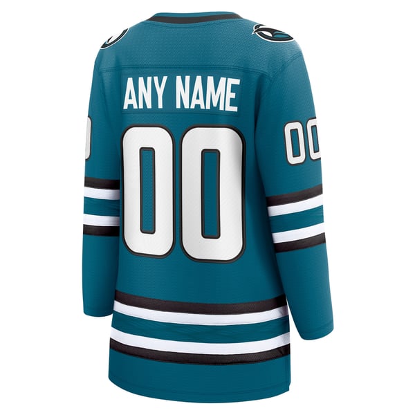 Women's San Jose Sharks Fanatics Teal Home Breakaway Custom Jersey - Image 4