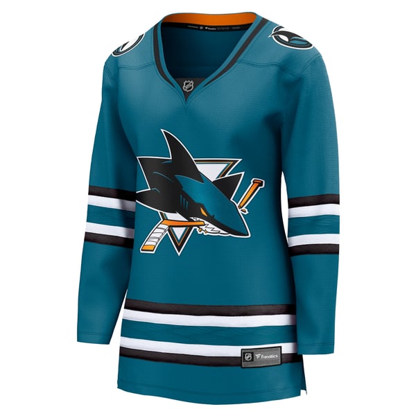 Women's San Jose Sharks Fanatics Teal Home Breakaway Jersey - Image 3