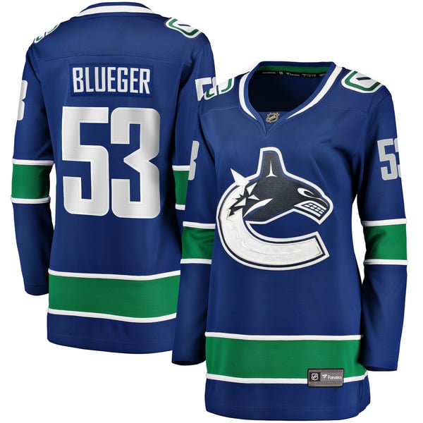 Women's Vancouver Canucks Teddy Blueger Fanatics Blue Home Breakaway Player Jersey - Image 2