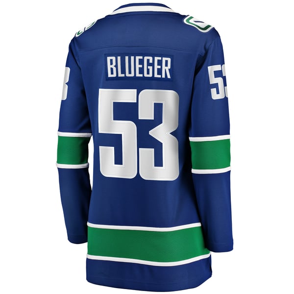 Women's Vancouver Canucks Teddy Blueger Fanatics Blue Home Breakaway Player Jersey - Image 4