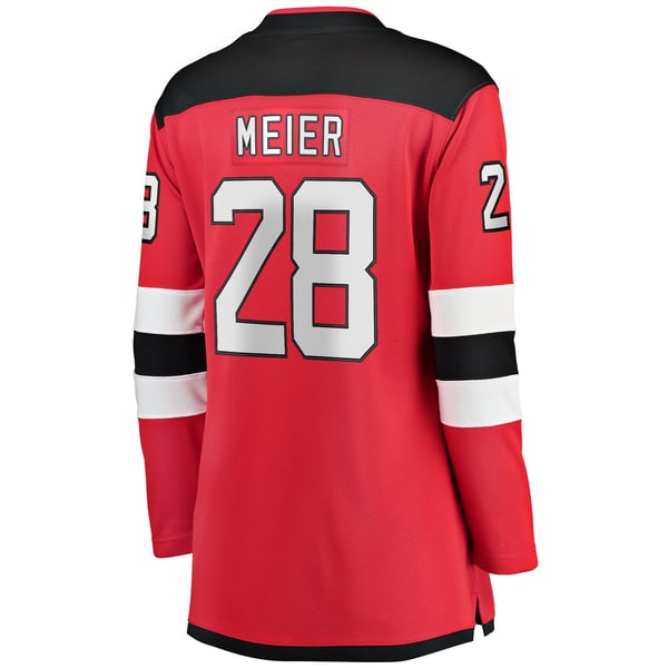 Women's New Jersey Devils Timo Meier Fanatics Red Home Breakaway Player Jersey - Image 4