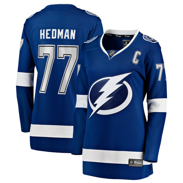 Women's Tampa Bay Lightning Victor Hedman Fanatics Blue Home Captain Patch Breakaway Jersey - Image 2