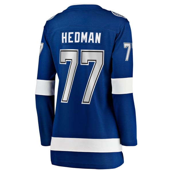Women's Tampa Bay Lightning Victor Hedman Fanatics Blue Home Captain Patch Breakaway Jersey - Image 4