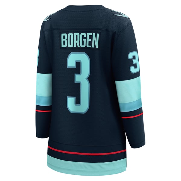 Women's Seattle Kraken Will Borgen Fanatics Deep Sea Blue Home Breakaway Player Jersey - Image 4