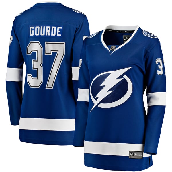 Women's Tampa Bay Lightning Yanni Gourde Fanatics Blue Home Breakaway Player Jersey - Image 2