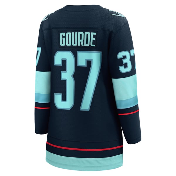 Women's Seattle Kraken Yanni Gourde Fanatics Navy Home Breakaway Player Jersey - Image 4