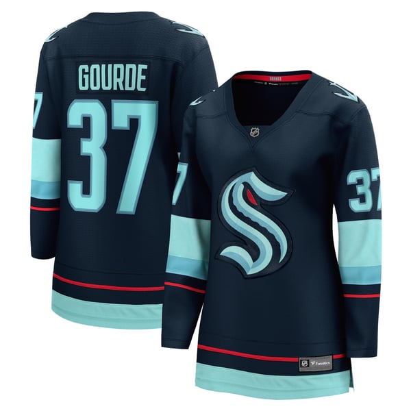 Women's Seattle Kraken Yanni Gourde Fanatics Navy Home Breakaway Player Jersey - Image 1