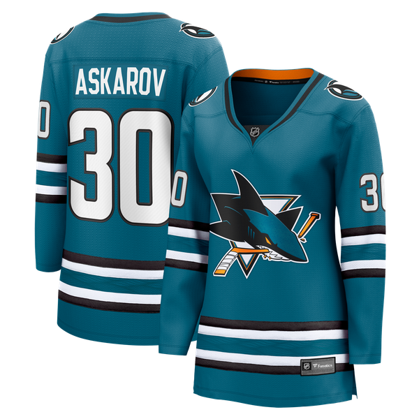 Women's San Jose Sharks Yaroslav Askarov Fanatics Teal Home Breakaway Jersey - Image 2
