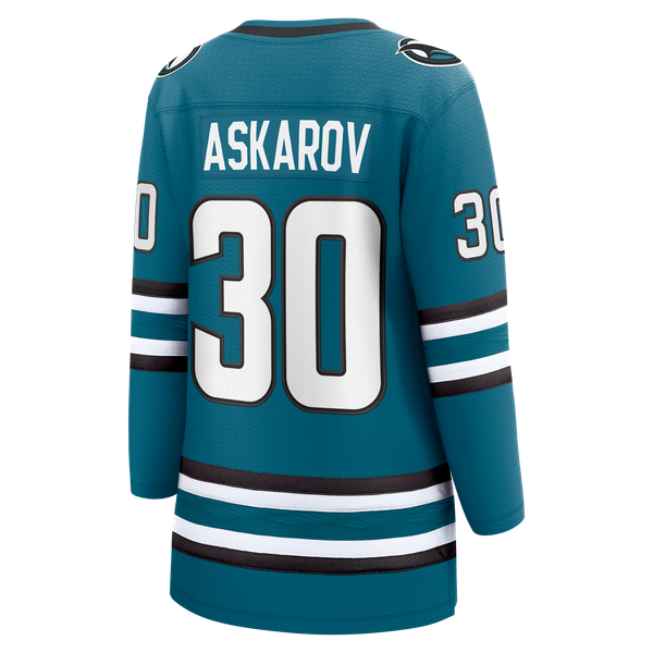 Women's San Jose Sharks Yaroslav Askarov Fanatics Teal Home Breakaway Jersey - Image 4