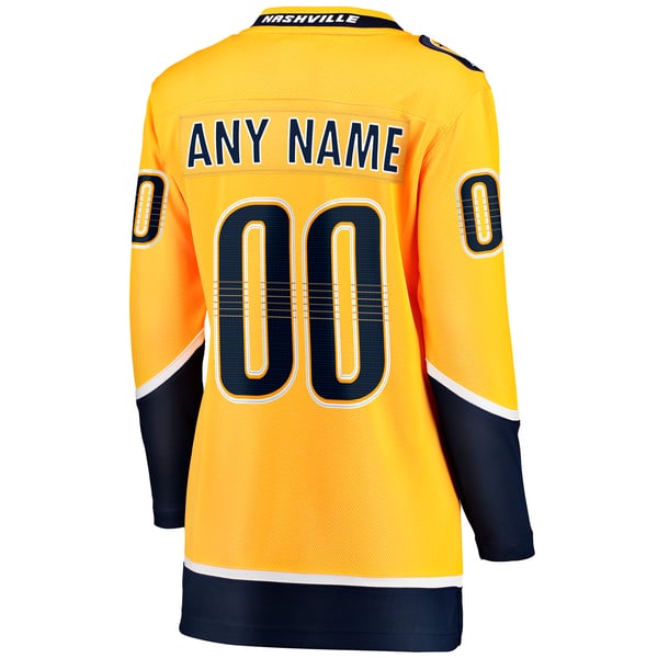 Women's Nashville Predators Fanatics Yellow Home Breakaway Custom Jersey - Image 4
