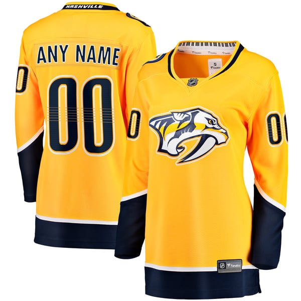 Women's Nashville Predators Fanatics Yellow Home Breakaway Custom Jersey - Image 1