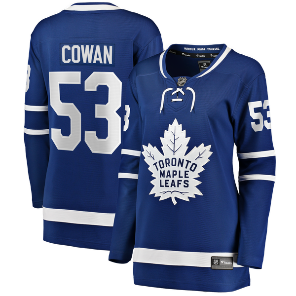 Women's Toronto Maple Leafs Easton Cowan Indiana Blue Home Breakaway Jersey - Image 2
