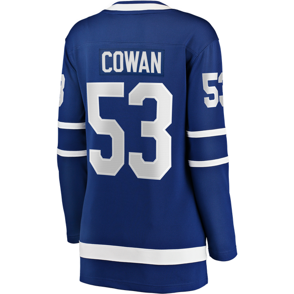 Women's Toronto Maple Leafs Easton Cowan Indiana Blue Home Breakaway Jersey - Image 4
