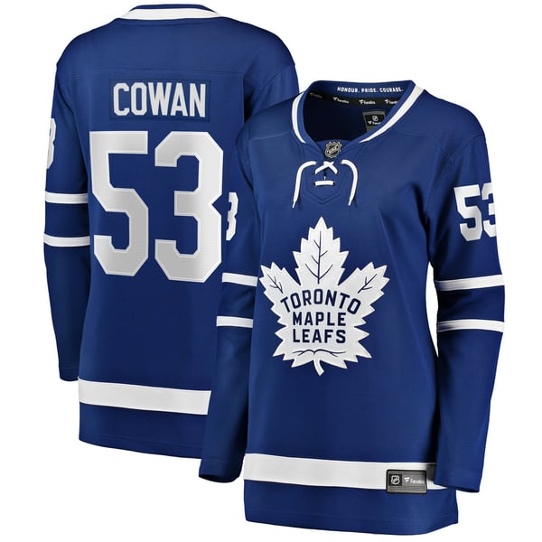 Women's Toronto Maple Leafs Easton Cowan Indiana Blue Home Breakaway Jersey - Image 1