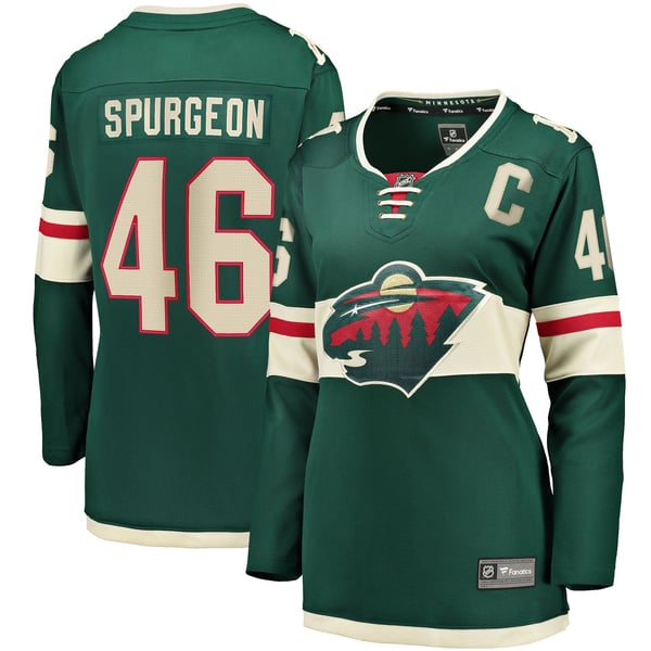 Women's Minnesota Wild Jared Spurgeon Green Home Breakaway Player Jersey - Image 2