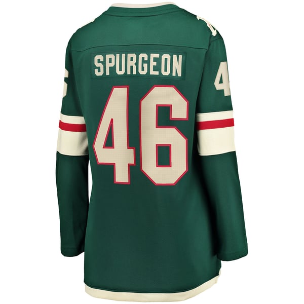 Women's Minnesota Wild Jared Spurgeon Green Home Breakaway Player Jersey - Image 4
