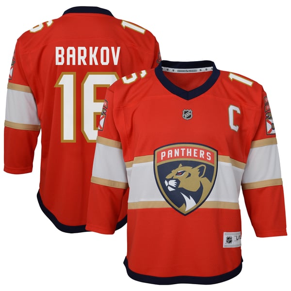 Youth Florida Panthers Aleksander Barkov Red Home Captain Replica Player Jersey - Image 1