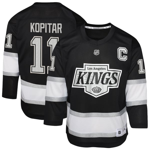 Youth Los Angeles Kings Anze Kopitar Black Replica Player Jersey - Image 2