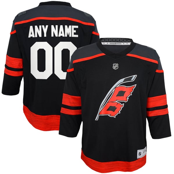 Youth Carolina Hurricanes  Black Home Replica Custom Jersey - Image 1