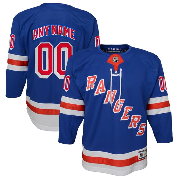Youth New York Rangers Blue Home Premier Custom Jersey - Image 1
