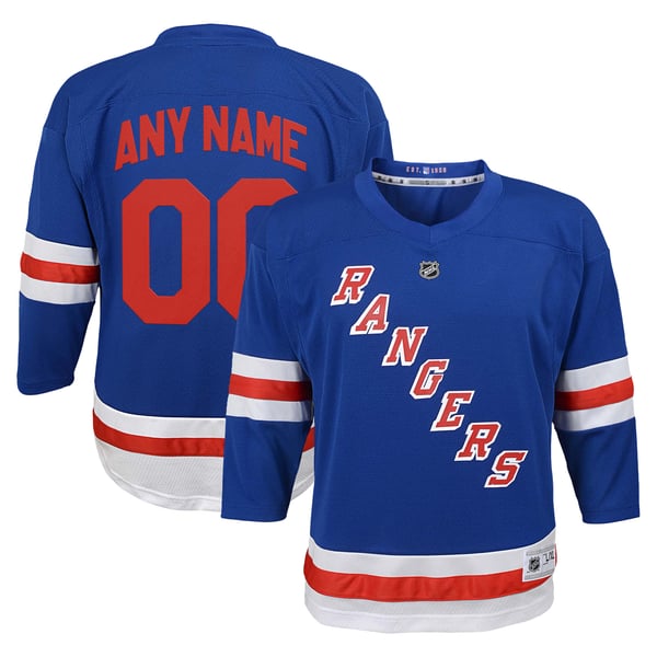 Youth New York Rangers Blue Replica Custom Jersey - Image 1