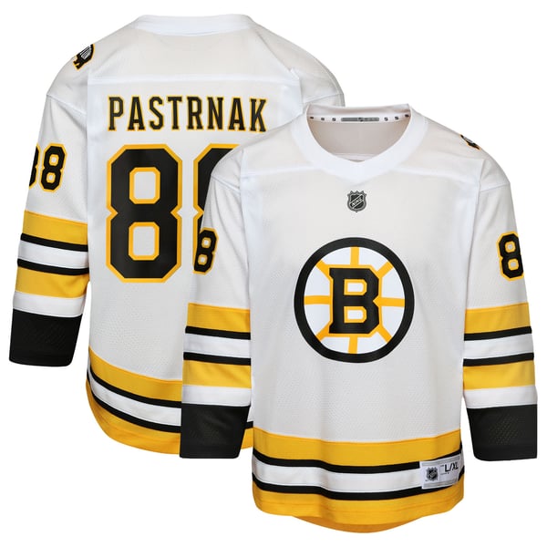 Youth Boston Bruins David Pastrnak White Home Replica Player Jersey