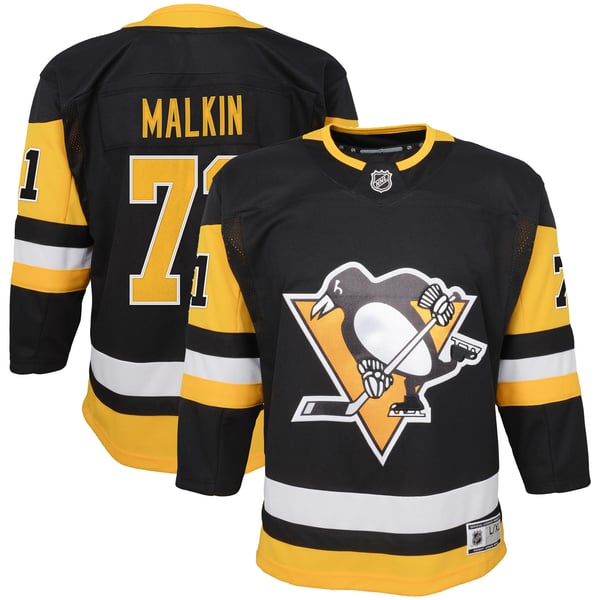Youth Pittsburgh Penguins Evgeni Malkin Black Home Premier Player Jersey - Image 2