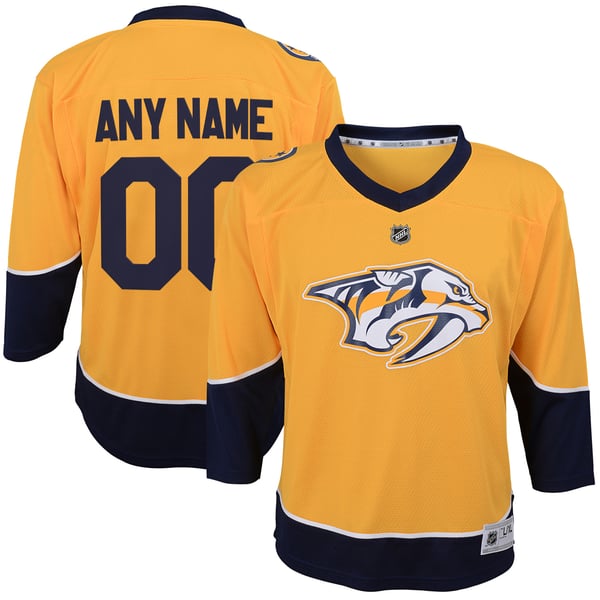 Youth Nashville Predators  Gold Home Replica Custom Jersey - Image 1