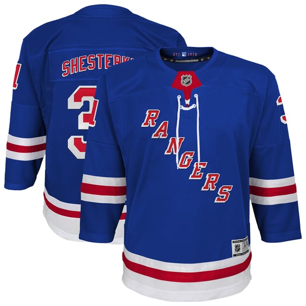 Youth New York Rangers Igor Shesterkin Blue Home Premier Player Jersey - Image 1