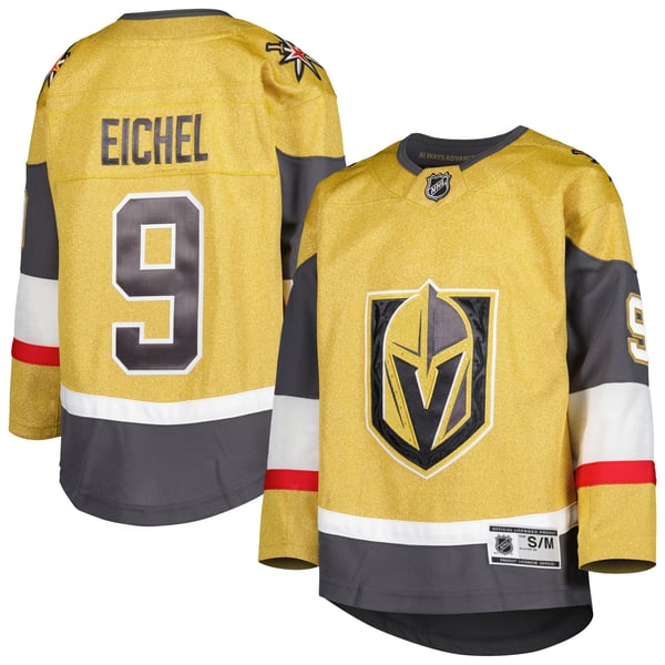 Youth Vegas Golden Knights Jack Eichel Gold Home Premier Player Jersey - Image 2