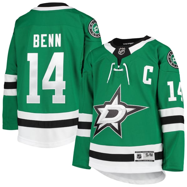 Youth Dallas Stars Jamie Benn Kelly Green Home Premier Player Jersey - Image 1