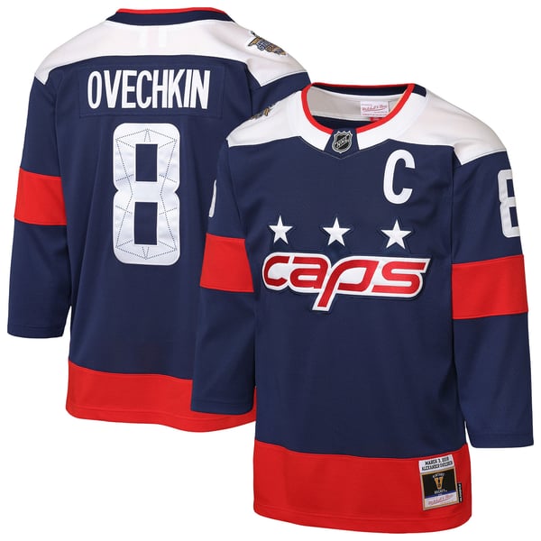 Youth Washington Capitals Alexander Ovechkin Mitchell & Ness Navy 2018 NHL Stadium Series Power Play 2.0 Player Jersey - Image 2