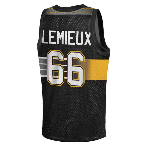 Youth Pittsburgh Penguins Mario Lemieux Mitchell & Ness Black Maxxed Out Fashion Basketball Jersey - Image 4