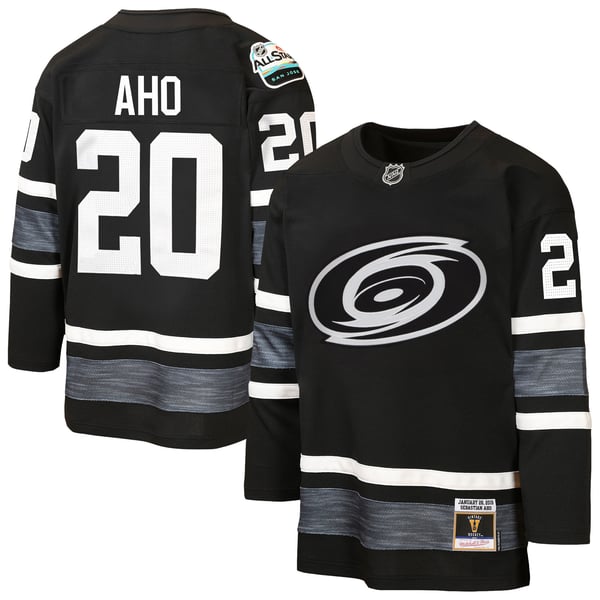 Youth Carolina Hurricanes Sebastian Aho Mitchell & Ness Black 2019 All-Star Game Power Play Jersey - Image 2