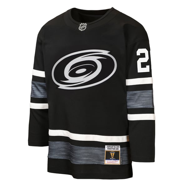 Youth Carolina Hurricanes Sebastian Aho Mitchell & Ness Black 2019 All-Star Game Power Play Jersey - Image 3