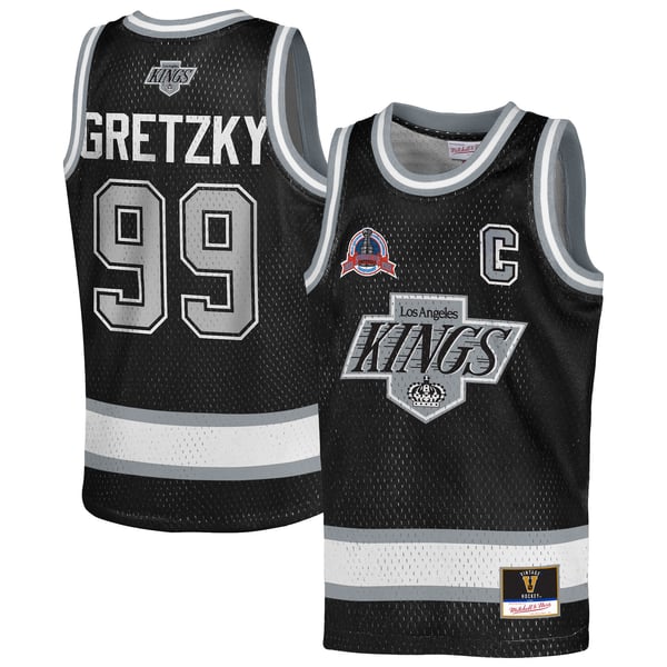 Youth Los Angeles Kings Wayne Gretzky Mitchell & Ness Black Maxxed Out Fashion Basketball Jersey - Image 2