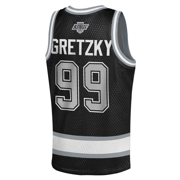 Youth Los Angeles Kings Wayne Gretzky Mitchell & Ness Black Maxxed Out Fashion Basketball Jersey - Image 4