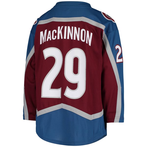 Youth Colorado Avalanche Nathan MacKinnon Burgundy Home Replica Player Jersey - Image 4