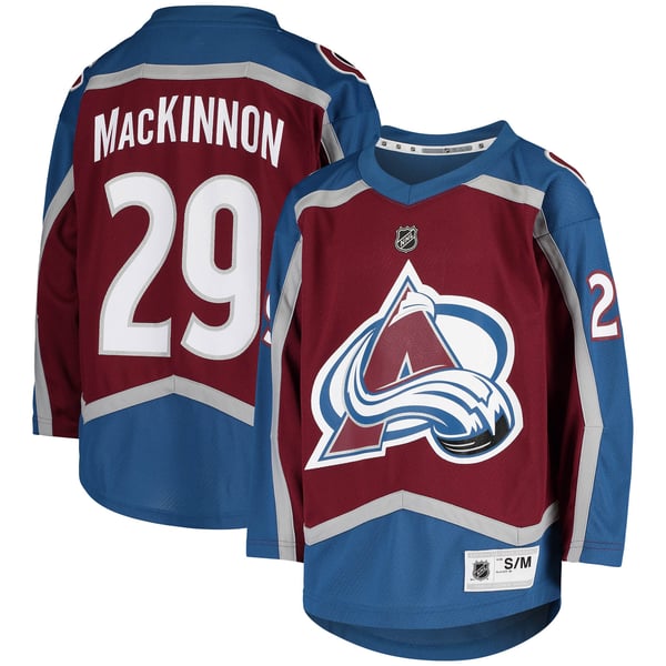Youth Colorado Avalanche Nathan MacKinnon Burgundy Home Replica Player Jersey - Image 1