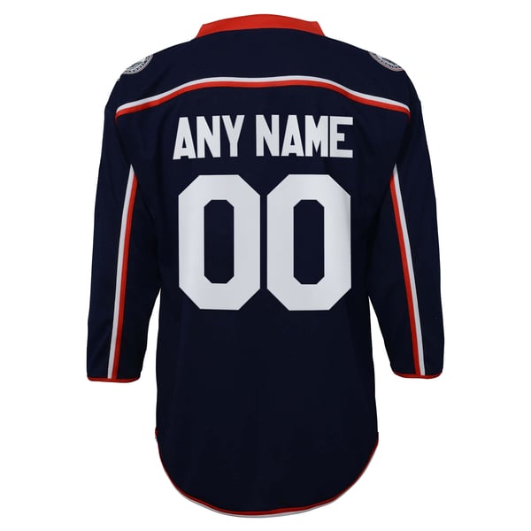Youth Columbus Blue Jackets  Navy Home Replica Custom Jersey - Image 4