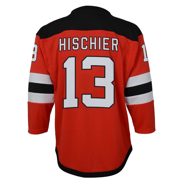 Youth New Jersey Devils Nico Hischier Red Captain Patch Home Replica Player Jersey - Image 4